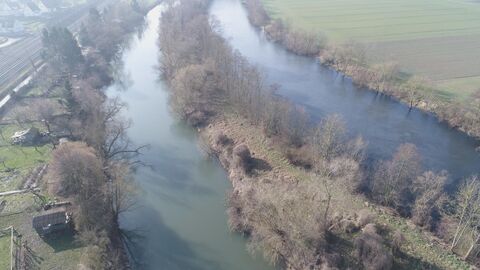 zwei Flüsse, grüne Wiese