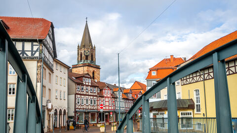 Blick von der Fuldabrücke aus in Rotenburg an der Fulda