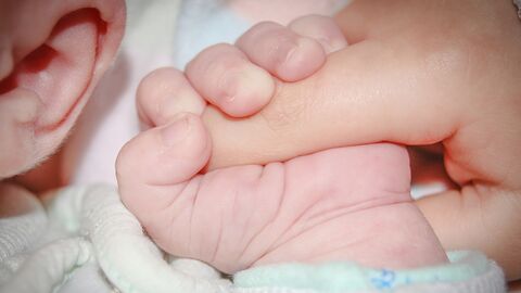 Frühe Hilfen Babyhand umschließt Finger eines Erwachsenen