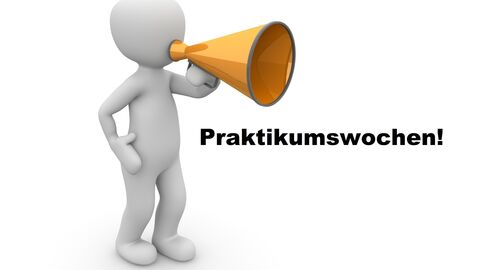 Praktikumswochen Männchen mit Megafon