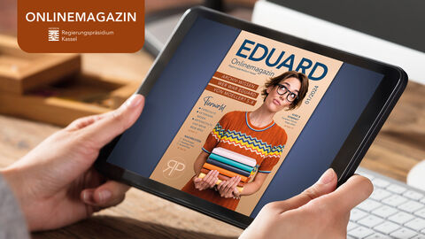 iPad mit geöffneter Titelseite des neuen Onlinemagazins EDUARD